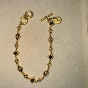 Freida Rothman Gold and Black Toggle Bracelet
